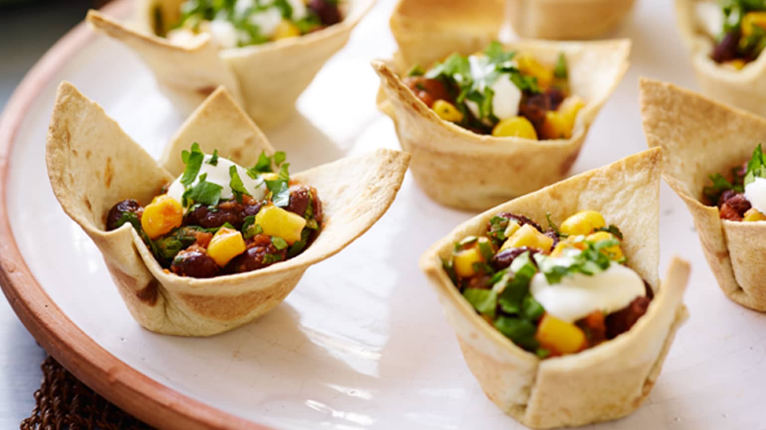 Black Bean and Corn Tortilla Cups